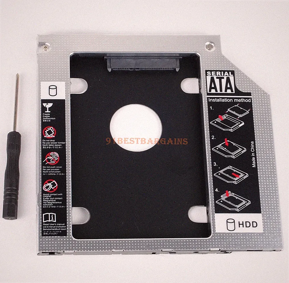 2nd Hard Drive SATA Case HDD SSD Caddy for HP EliteBook 2530P 2540p 2560p 2570p