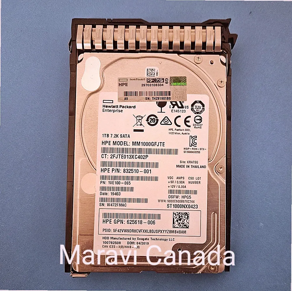 HP HPE 1TB 7.2K 6G SATA 2.5" Hard Drive w/ G9 G10 Caddy ST1000NX0423 625618-006