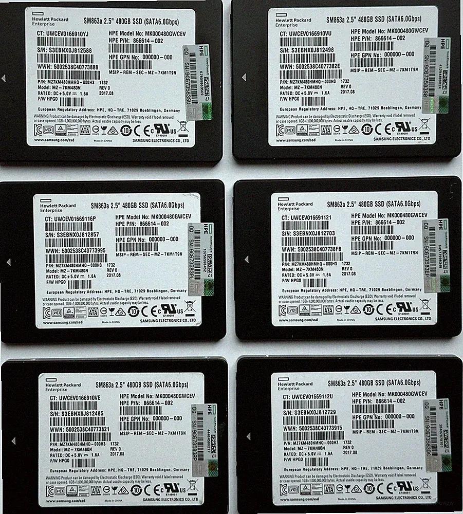 HPE/Samsung SM863a 480GB SSD SATA 6Gbps Enterprise 2.5" MLC - Low Power-On Hours
